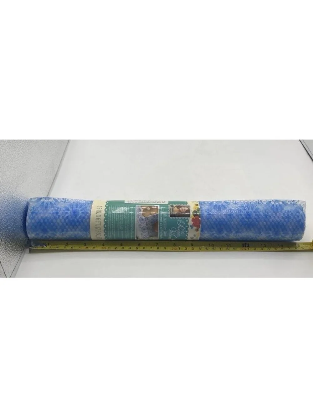 Pioneer Woman Refrigerator Shelf Liner Blue Floral Burst Pattern 15 In x 6 Ft